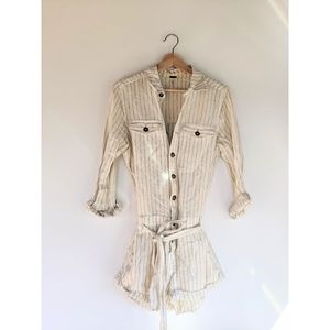 Sold Free People Linen Stripe Button Coverall Romper